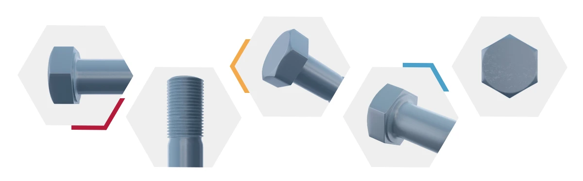 Hex Bolt Half Thread detail